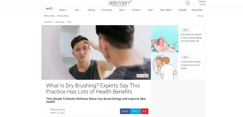 An image featuring AskMen blog: What Is Dry Brushing? Experts say this practi... [867dd8]